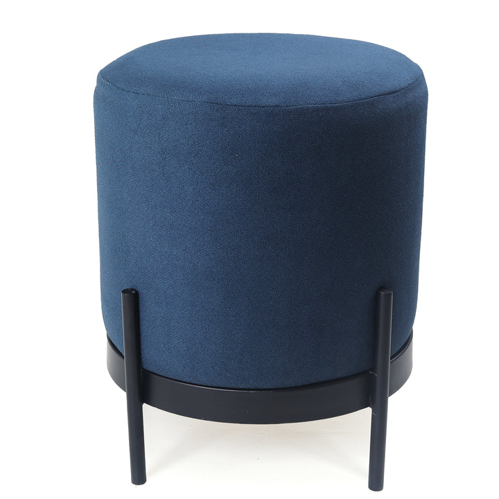 Austin Pouffe Black with Blue