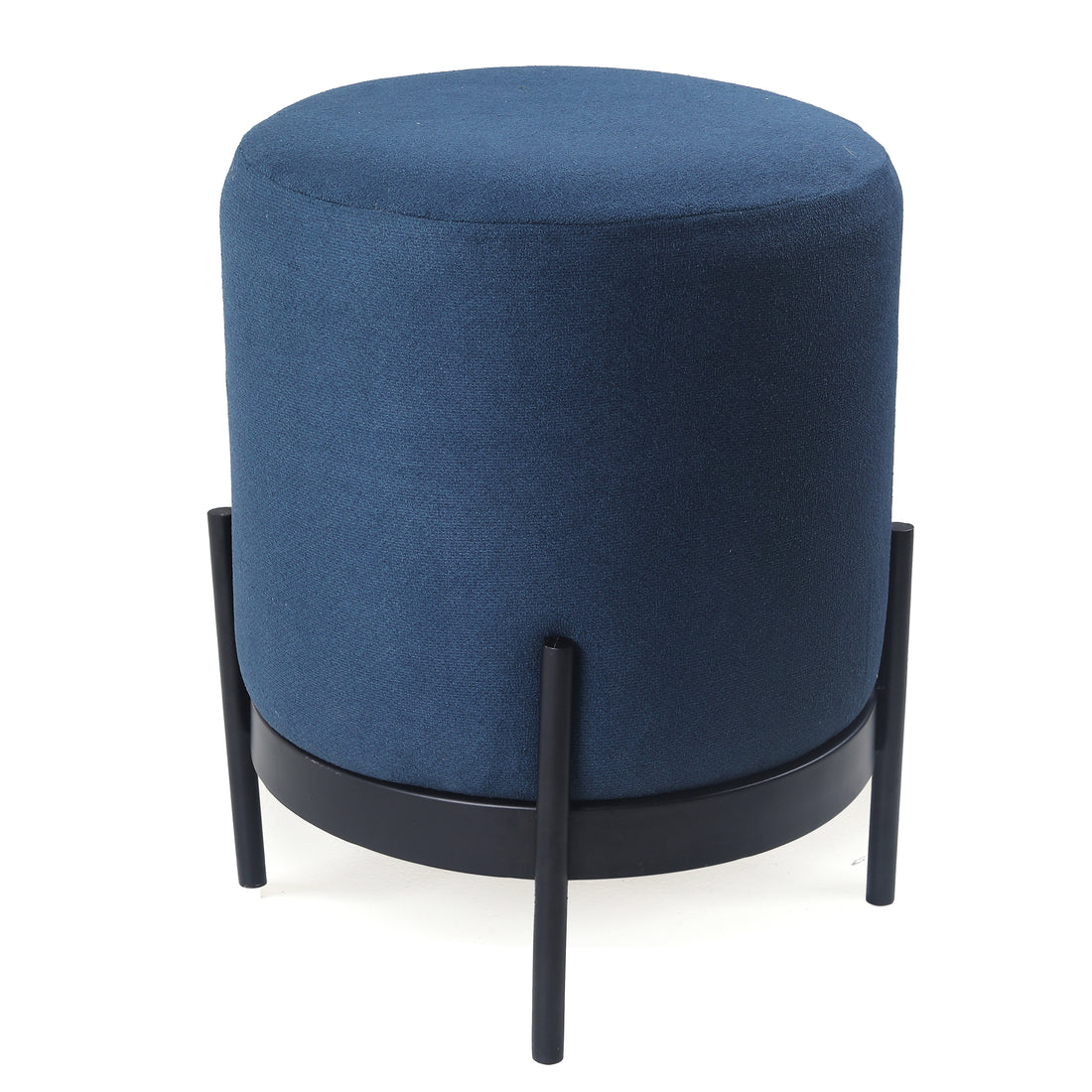 Austin Pouffe Black with Blue