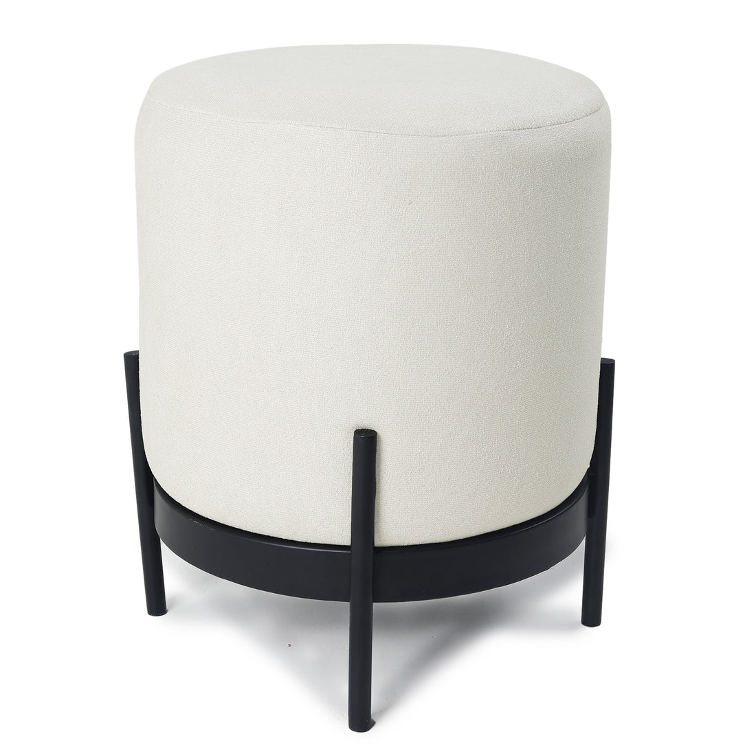 Austin Pouffe Black with Off White