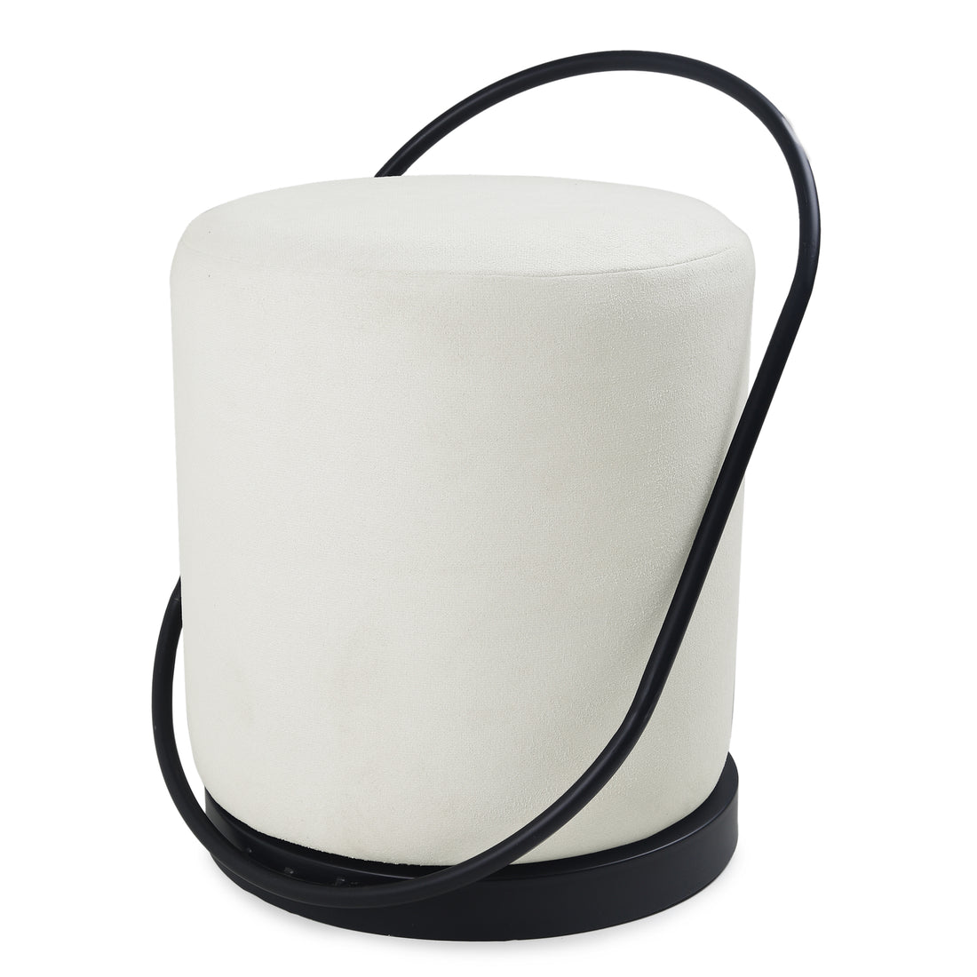 Bennett Pouffe Black with Off White