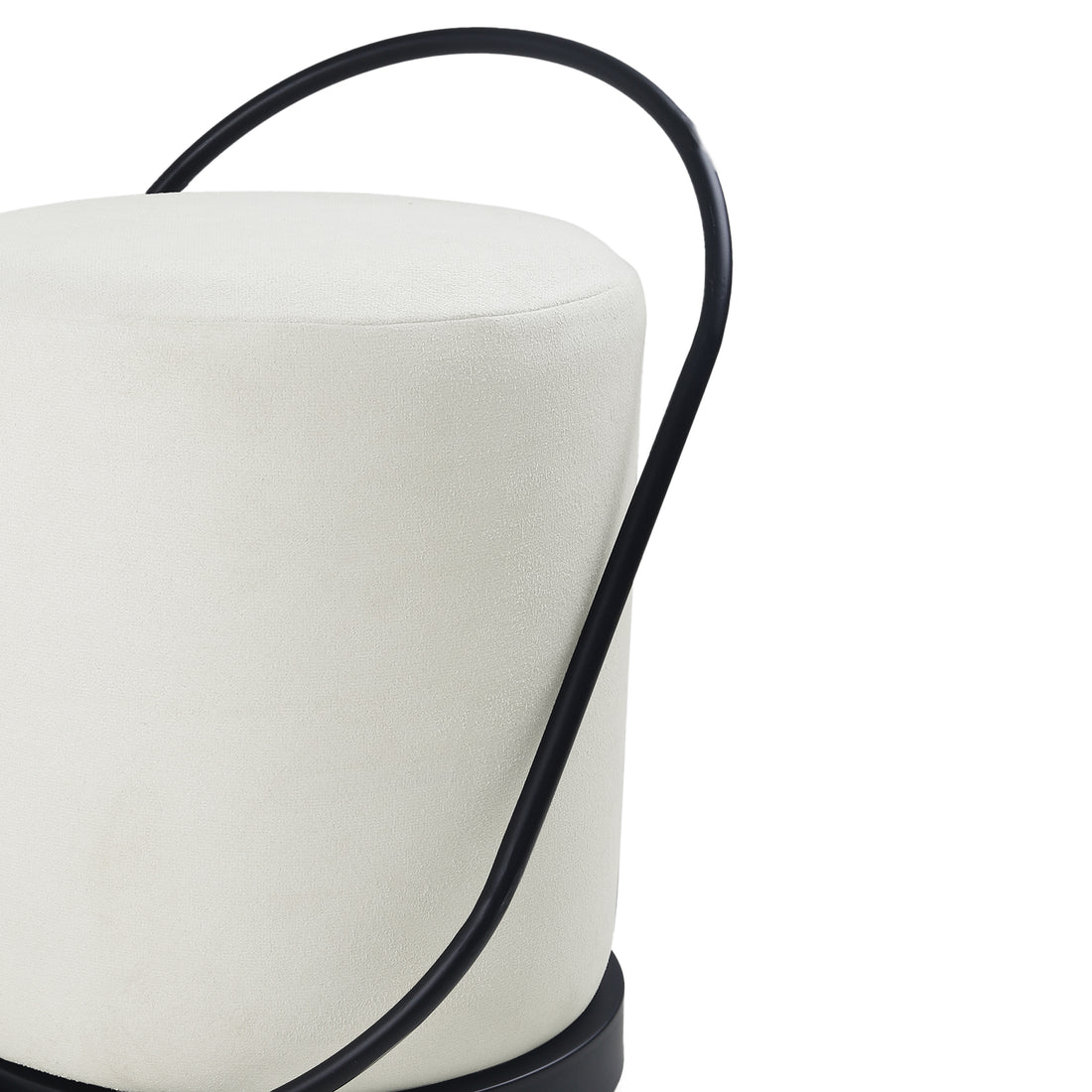 Bennett Pouffe Black with Off White