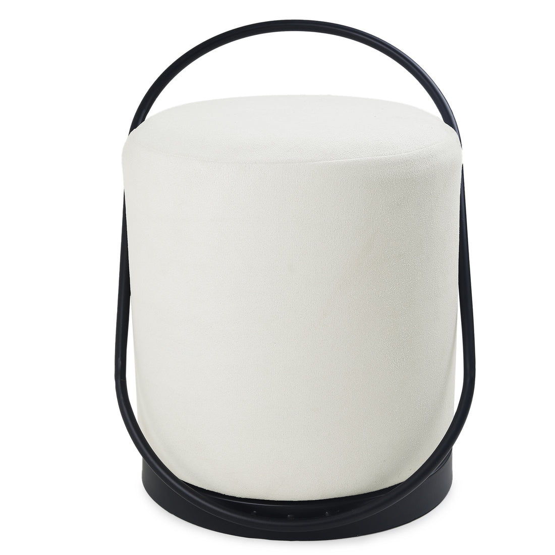 Bennett Pouffe Black with Off White