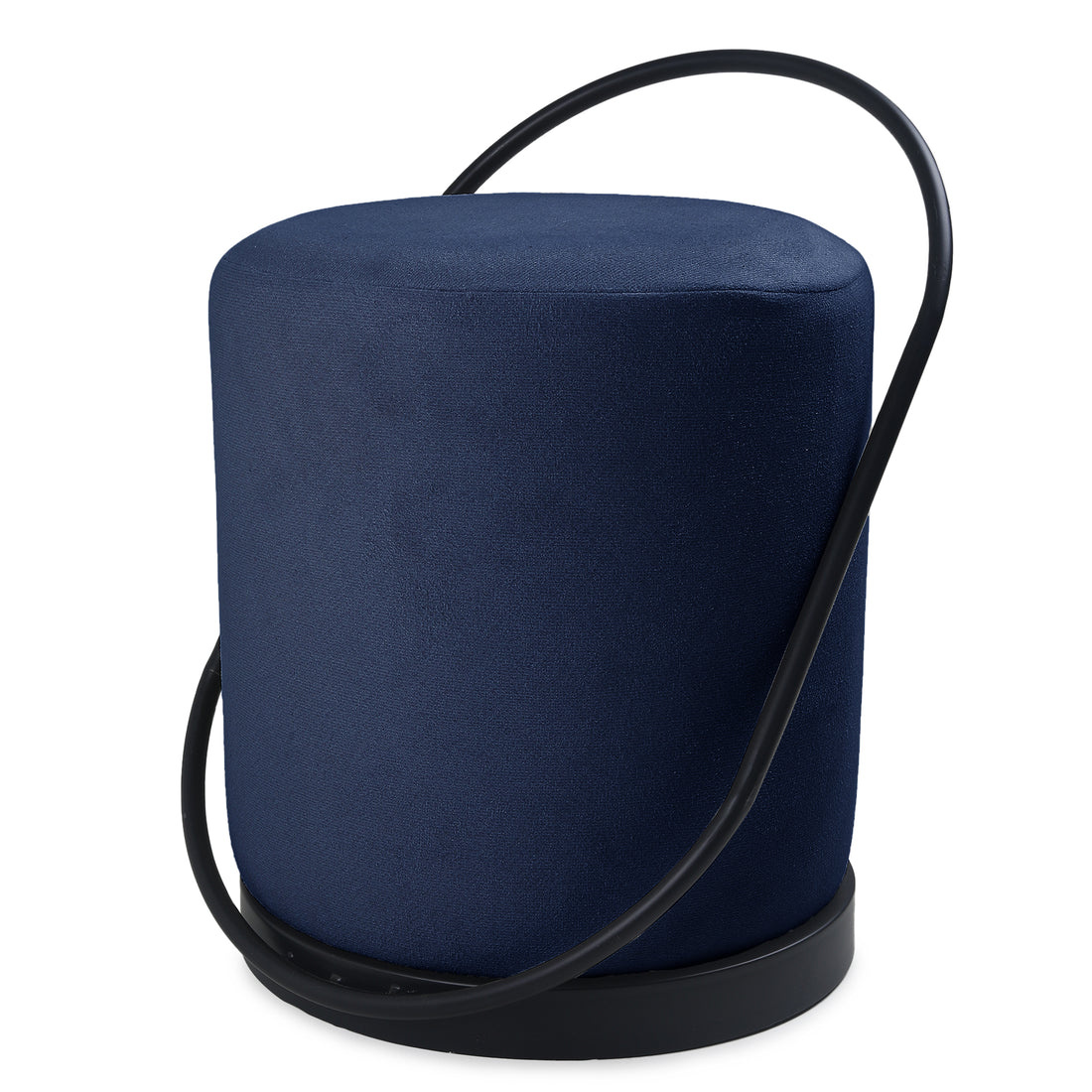 Bennett Pouffe Black with Blue