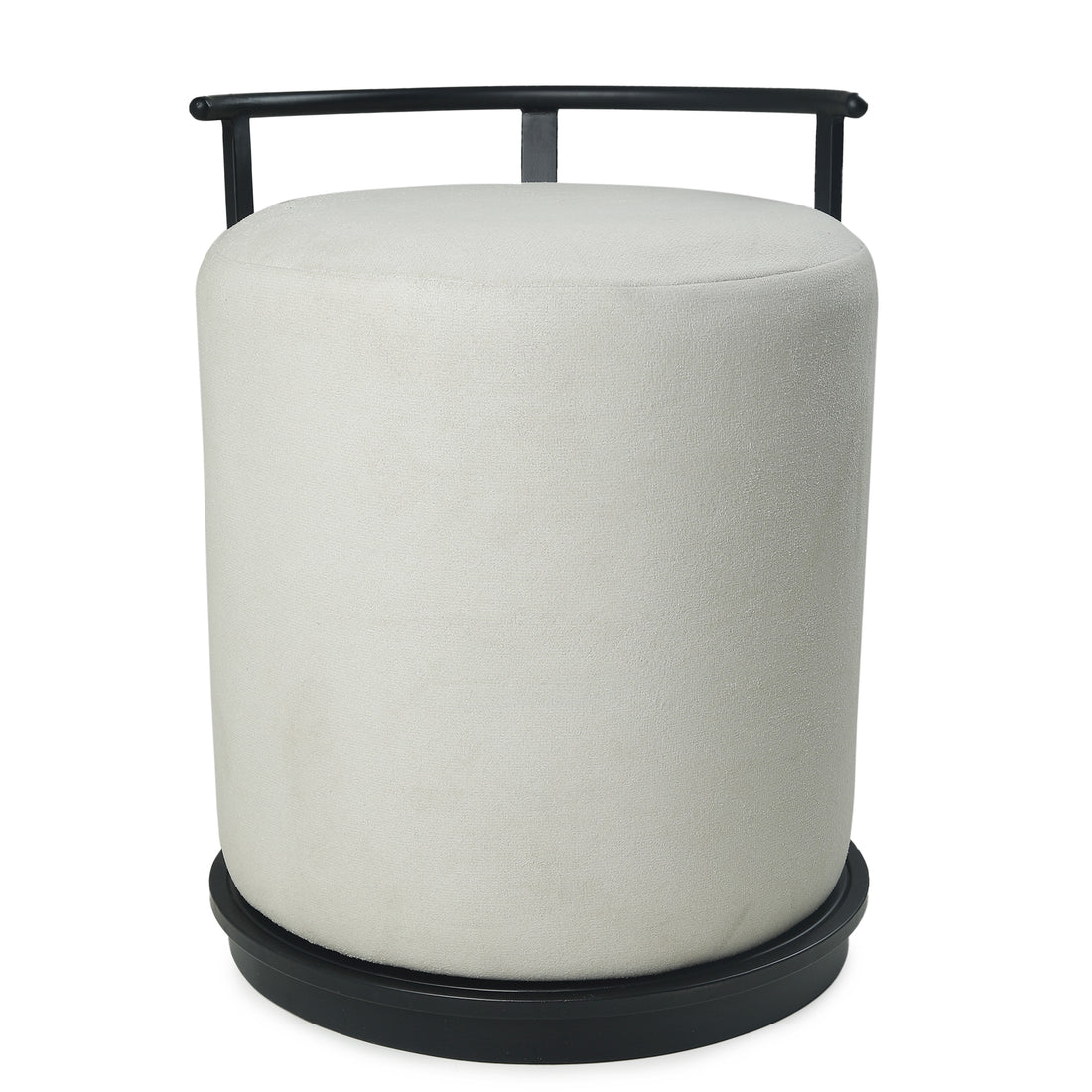 Leo Pouffe Black with Off White