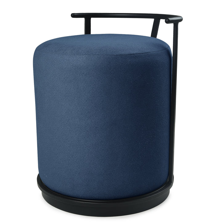 Leo Pouffe Black with Blue