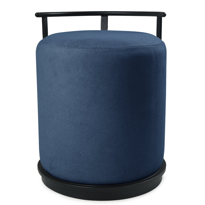 Leo Pouffe Black with Blue