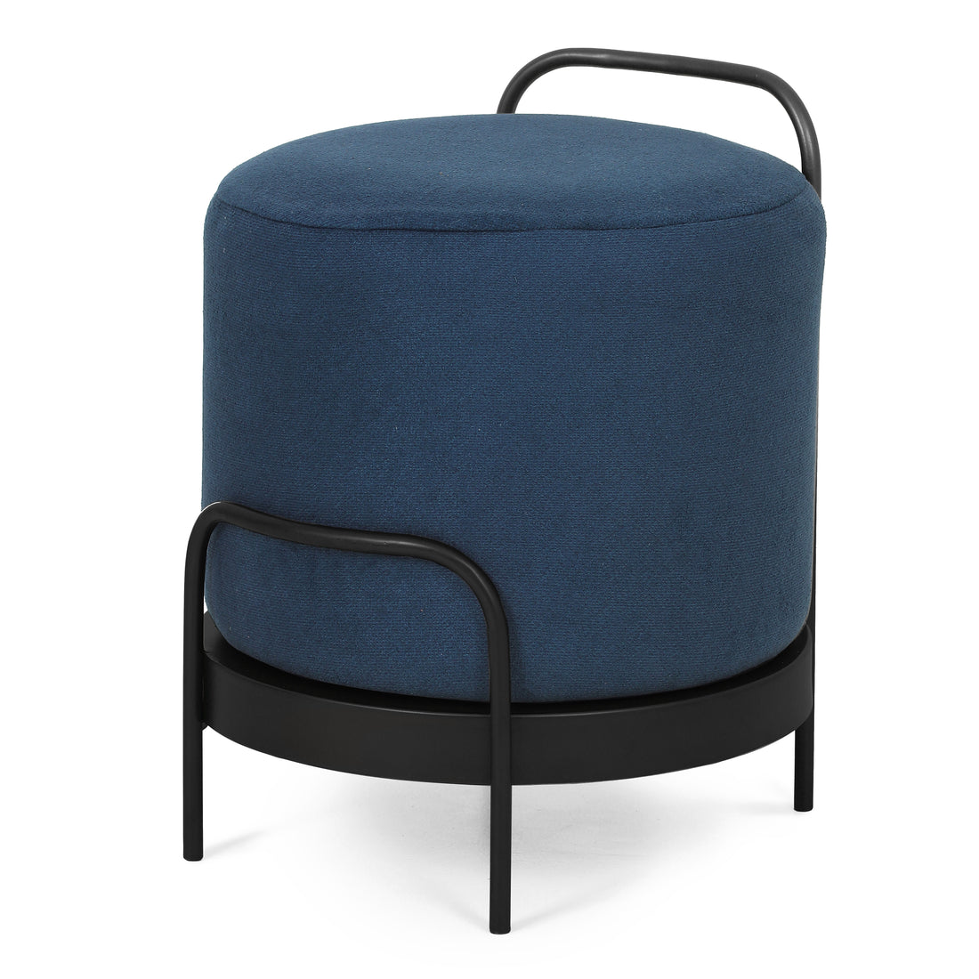 Cassius Pouffe Black with Blue