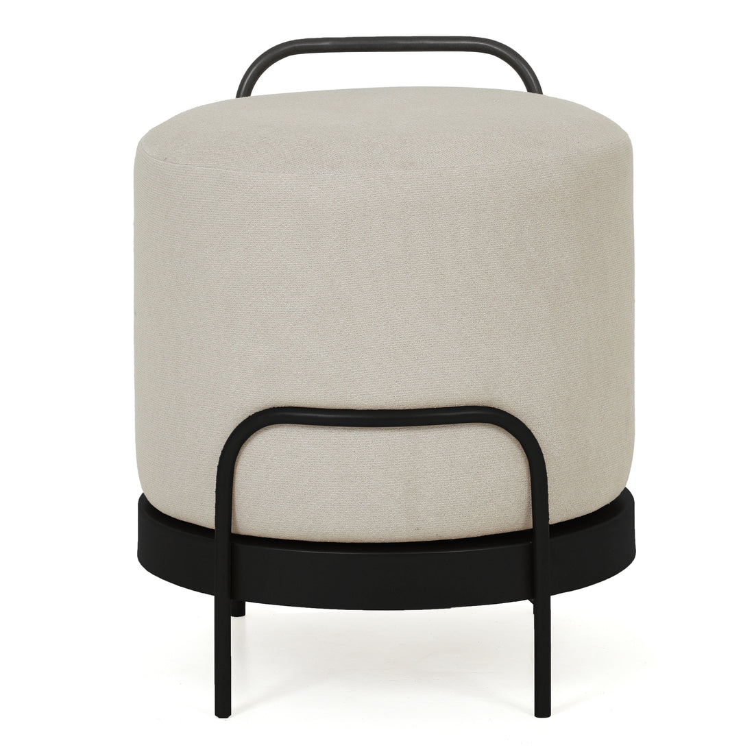 Cassius Pouffe Black with Off White