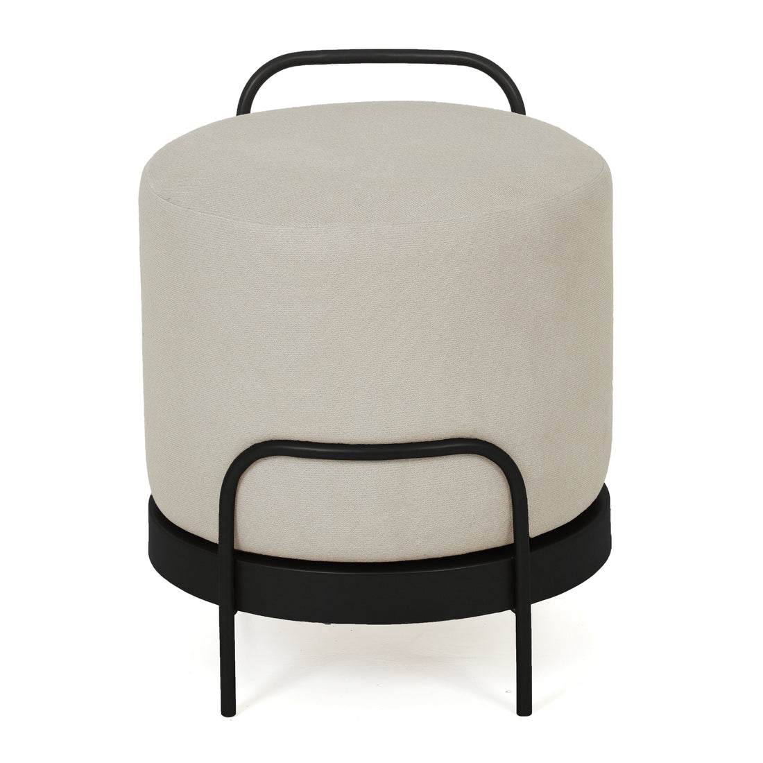 Cassius Pouffe Black with Off White