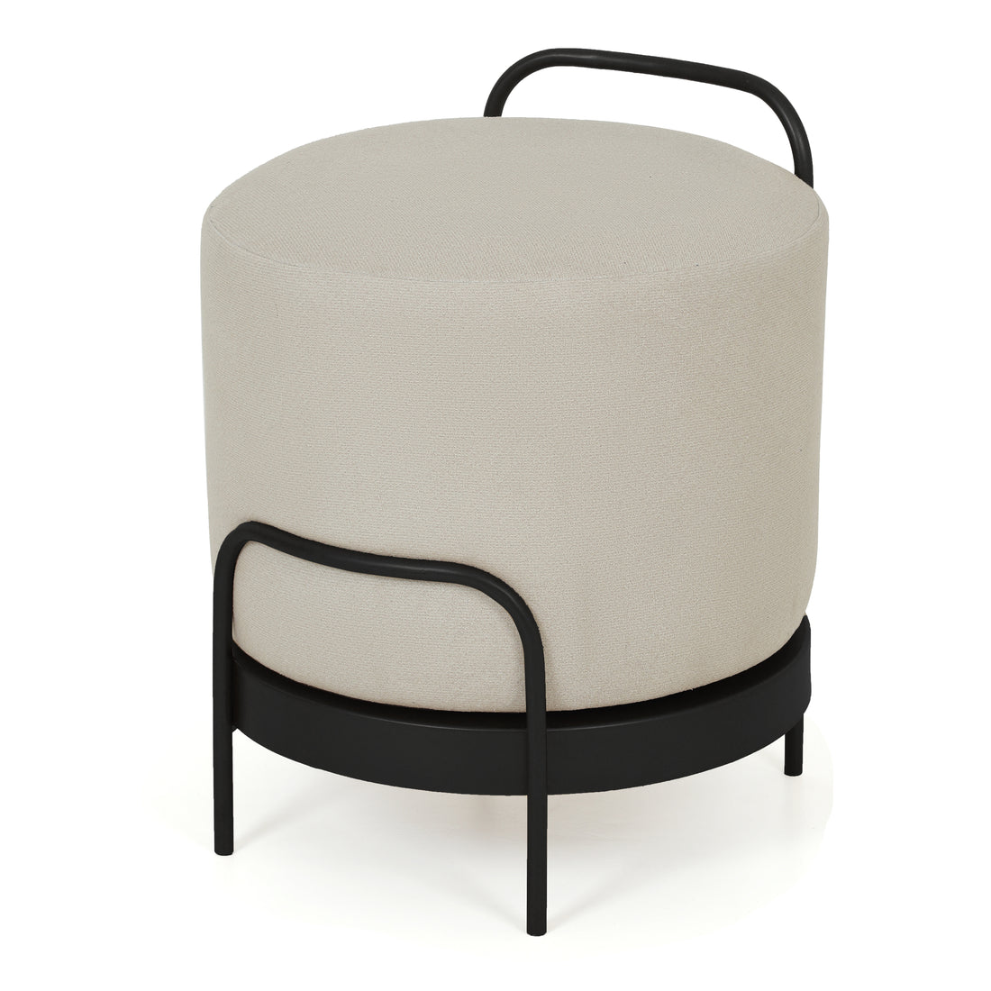 Cassius Pouffe Black with Off White