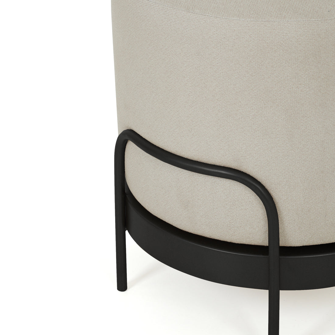 Cassius Pouffe Black with Off White