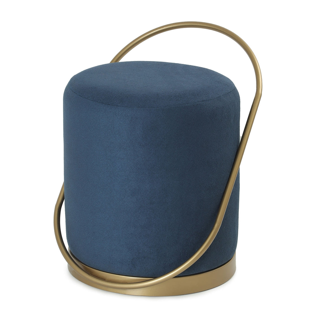 Bennett Pouffe Gold with Blue