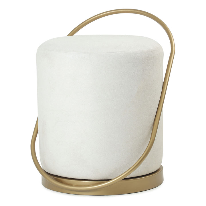 Bennett Pouffe Gold with Off White