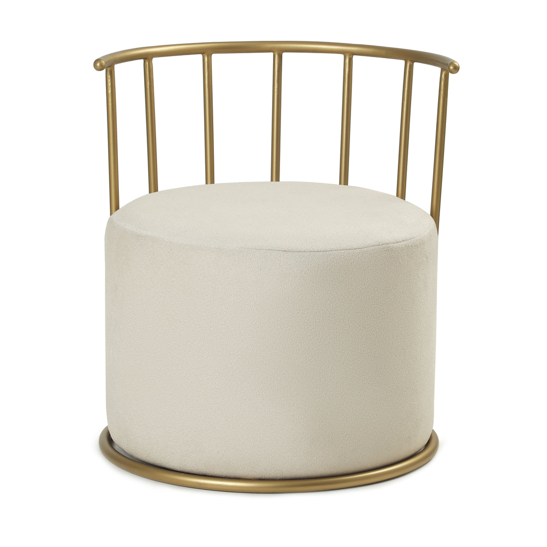 Roman Pouffe Gold with Off White