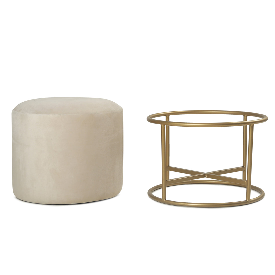 Miles 2 in 1 Pouffe Gold with Off White