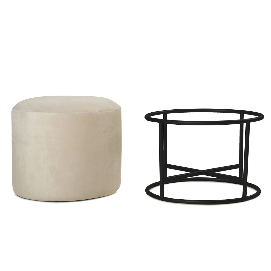 Miles 2 in 1 Pouffe Black with Off White