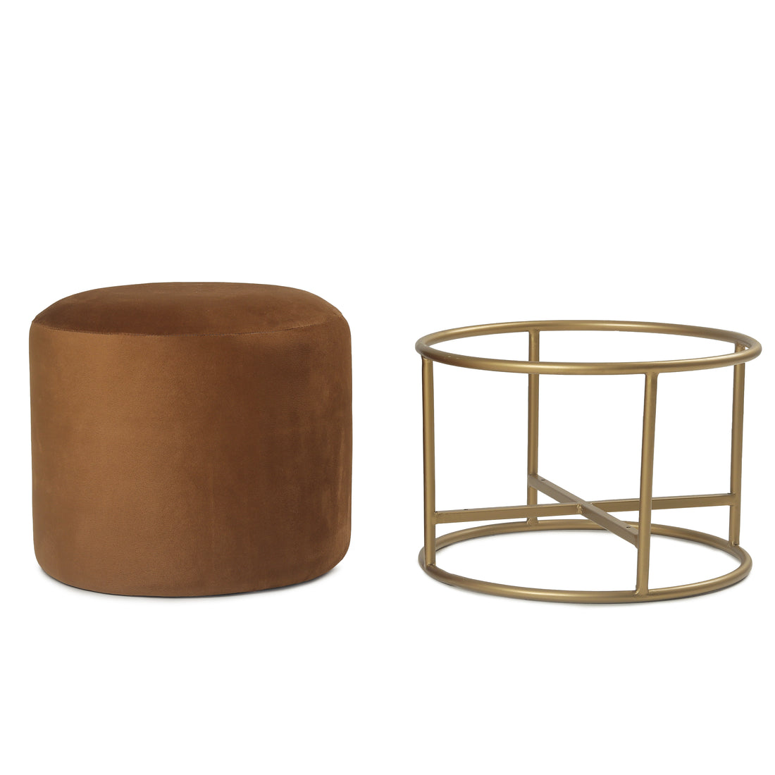 Miles 2 in 1 Pouffe Gold with Brown