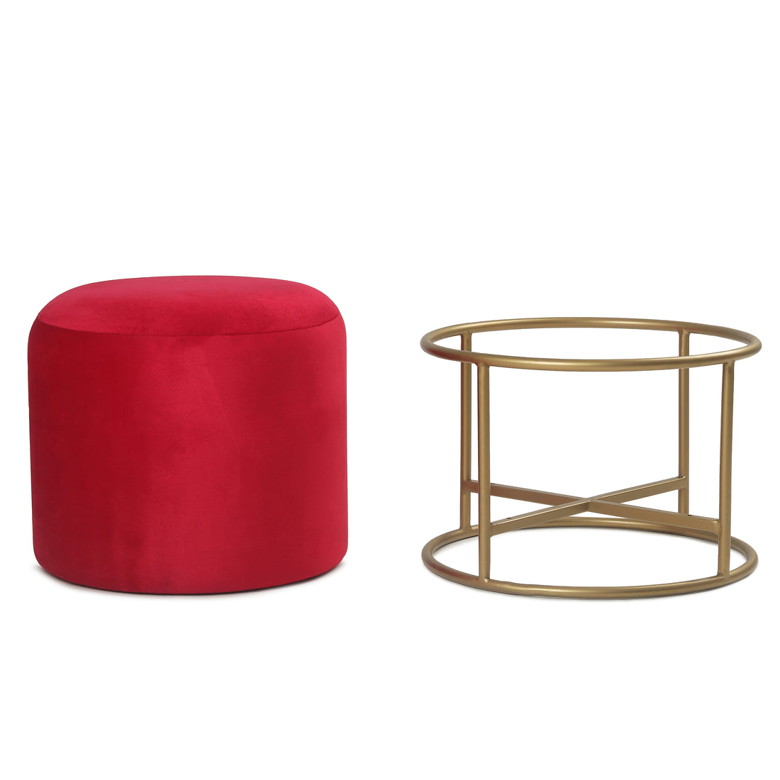 Miles 2 in 1 Pouffe Gold with Red