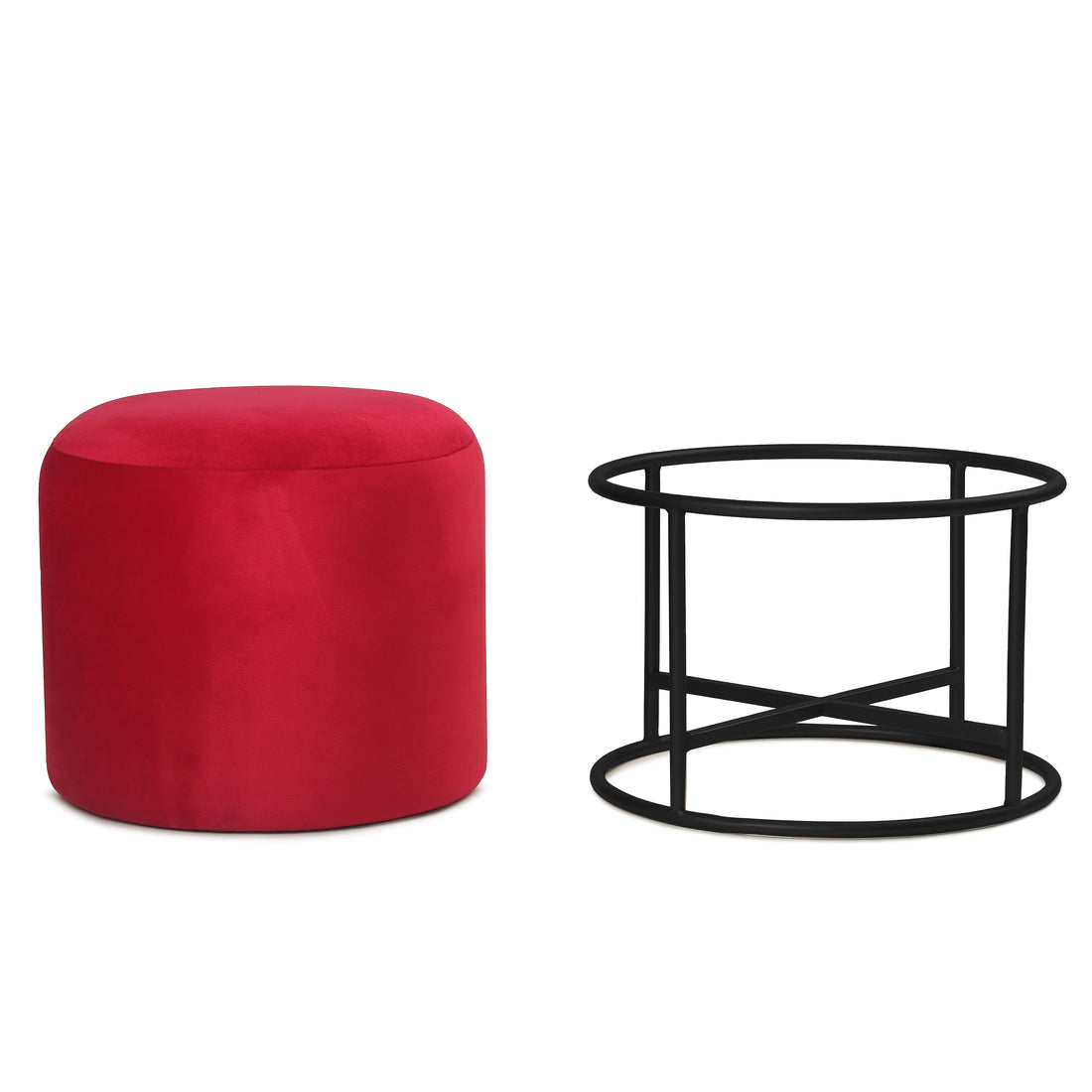 Miles 2 in 1 Pouffe Black with Red