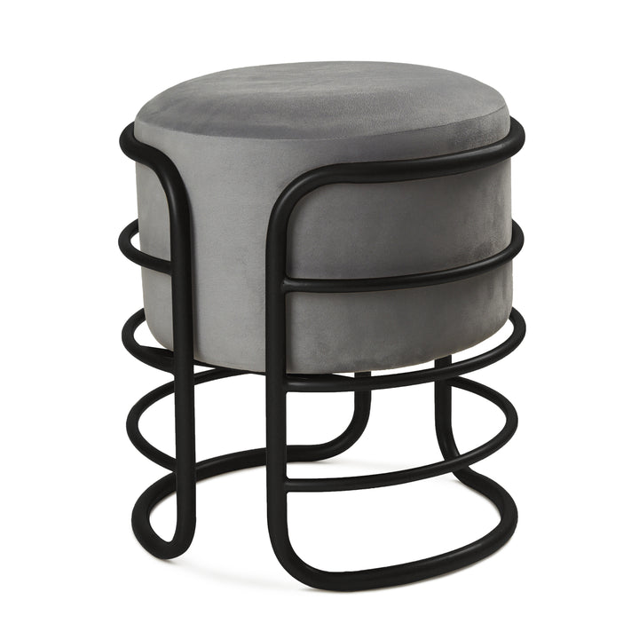 Oliver Pouffe Black with Grey