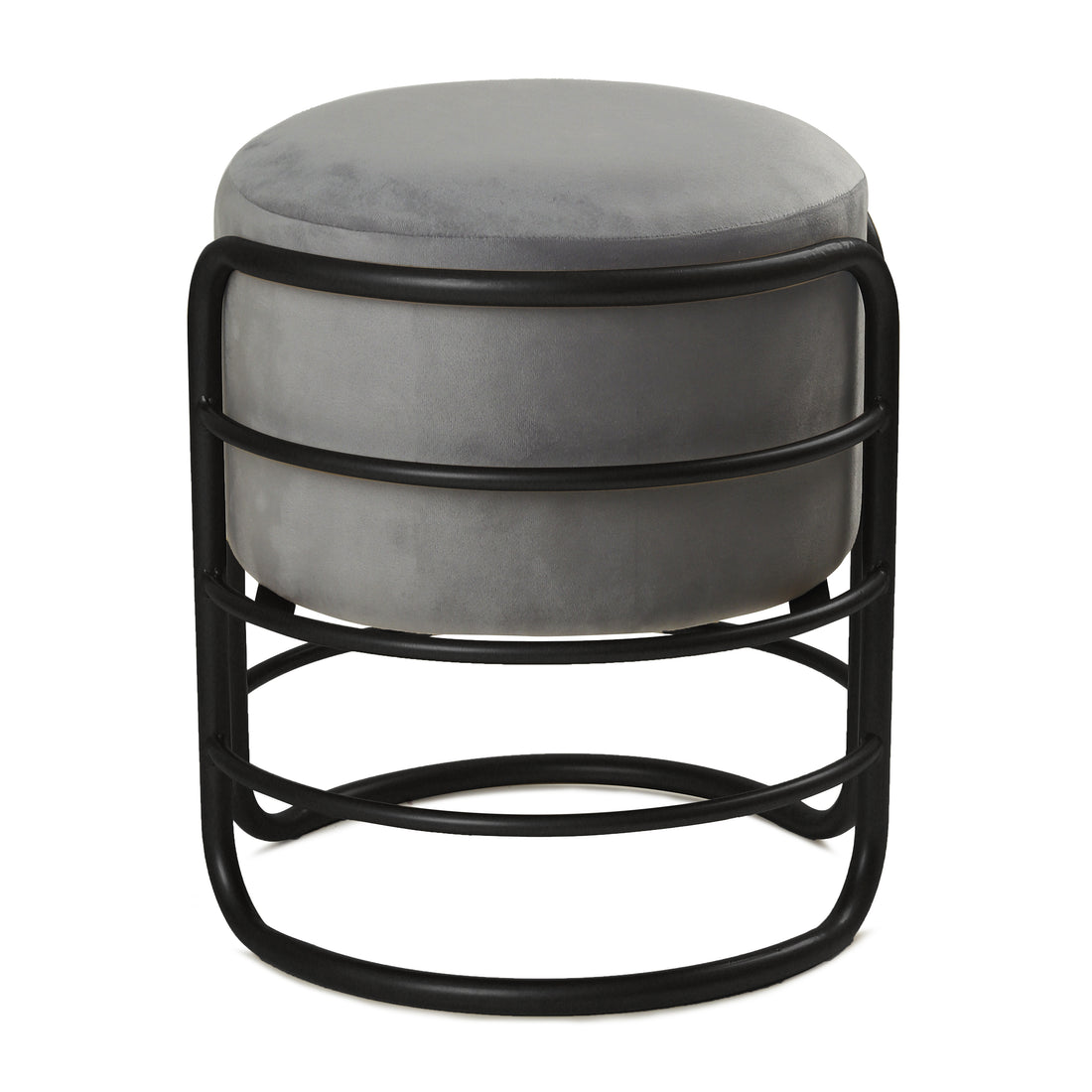 Oliver Pouffe Black with Grey