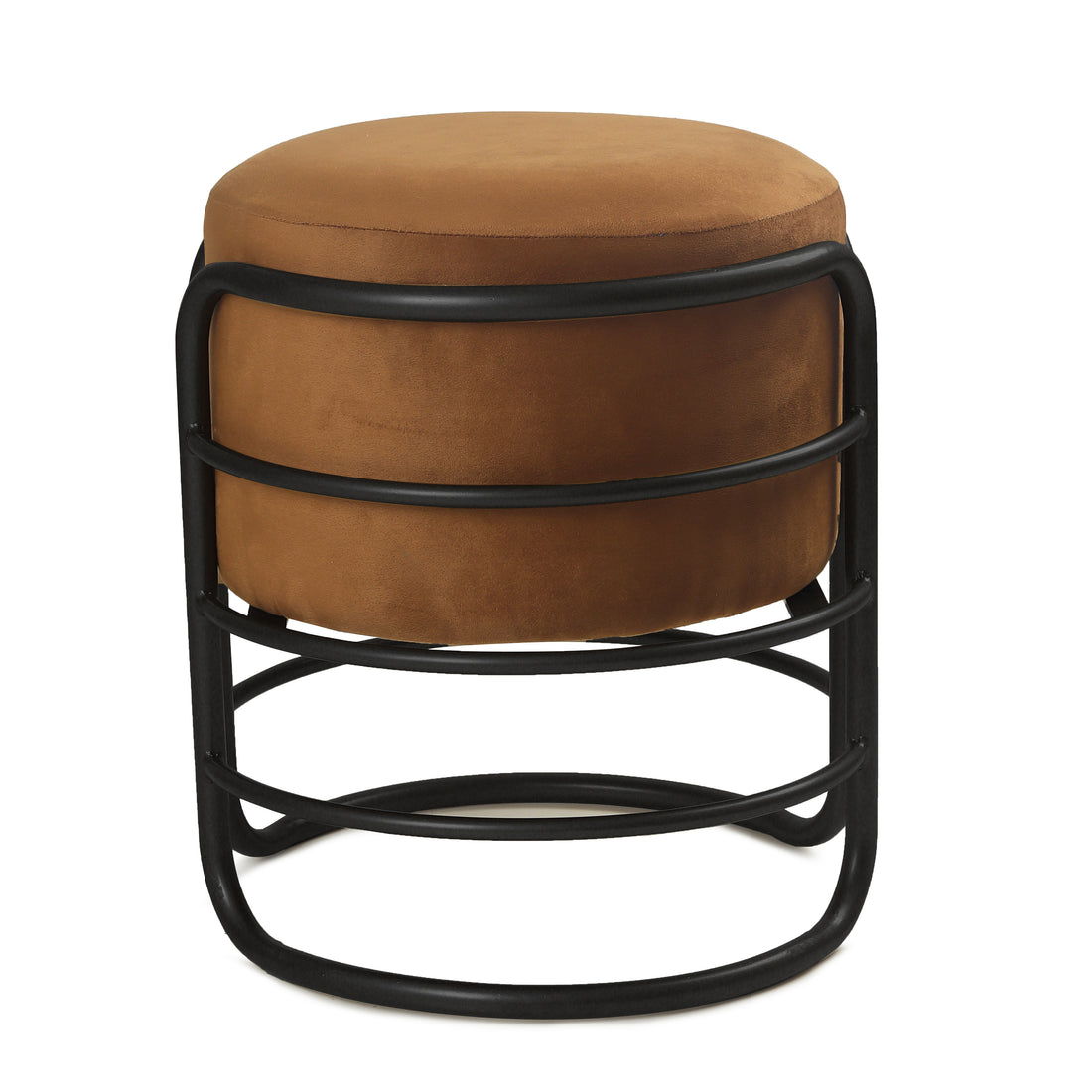 Oliver Pouffe Black with Brown