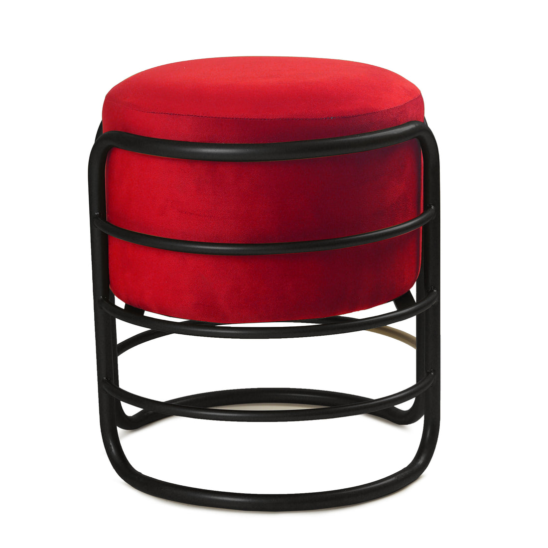 Oliver Pouffe Black with Red