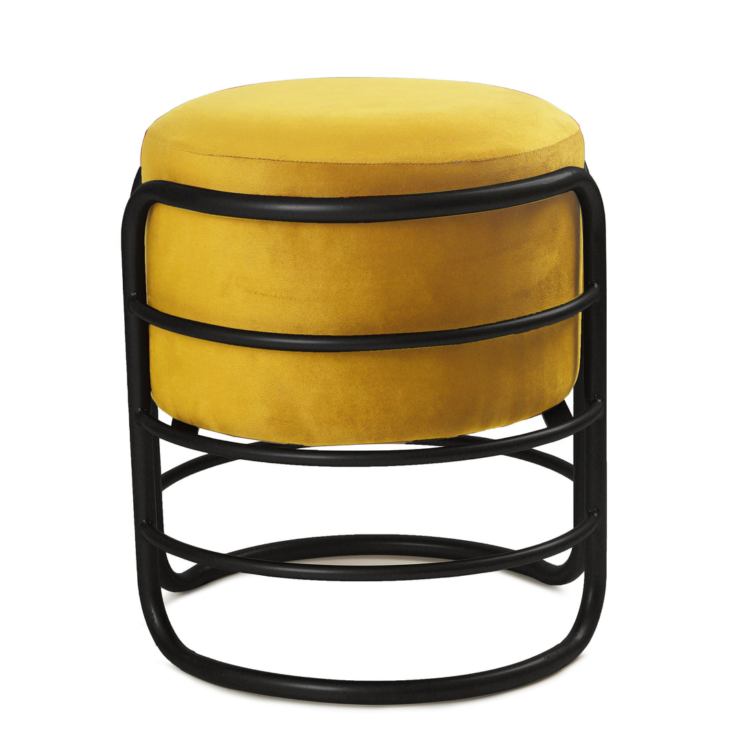 Oliver Pouffe Black with Yellow