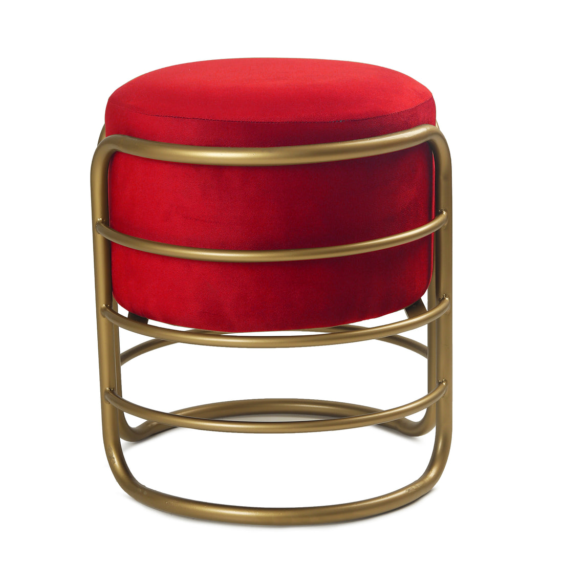 Oliver Pouffe Gold with Red