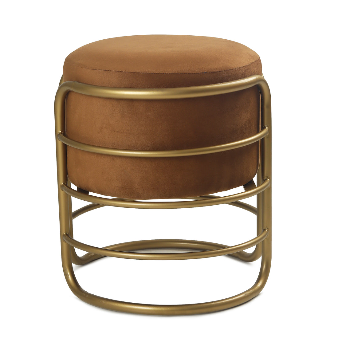 Oliver Pouffe Gold with Brown