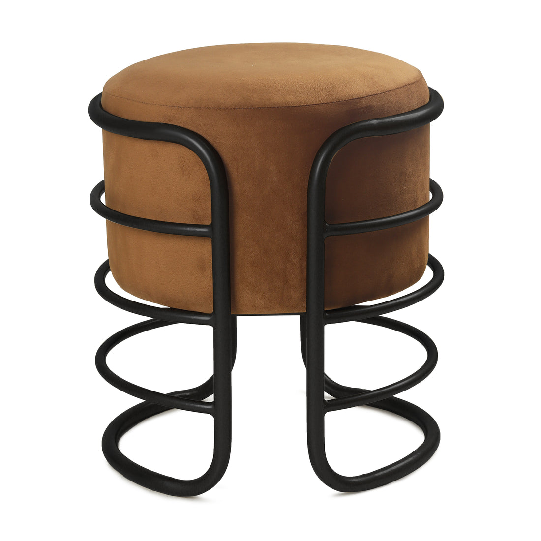 Oliver Pouffe Black with Brown