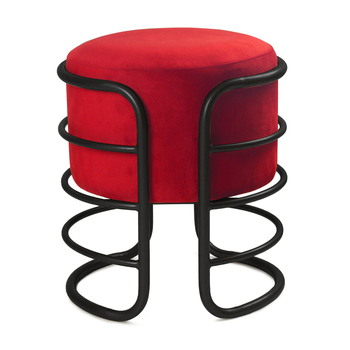 Oliver Pouffe Black with Red