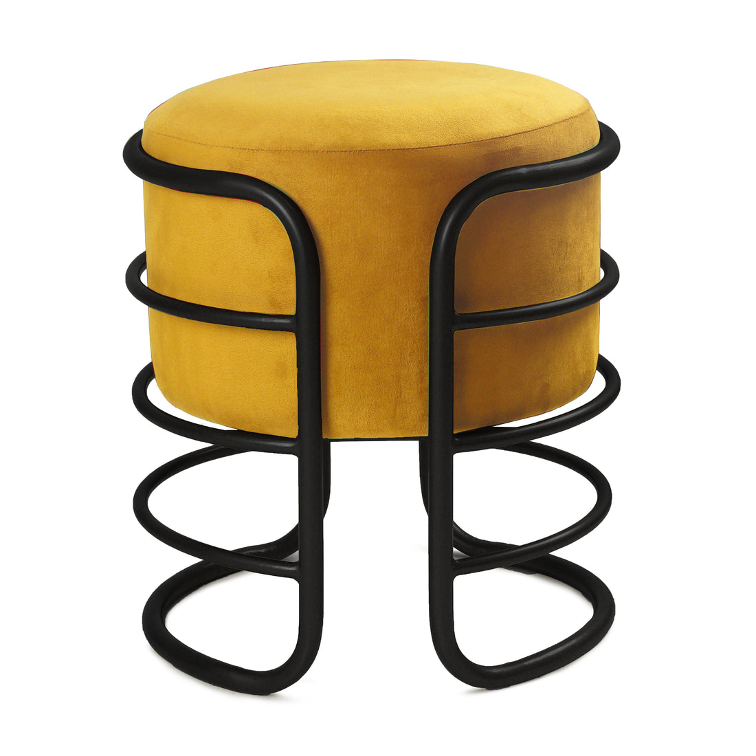 Oliver Pouffe Black with Yellow