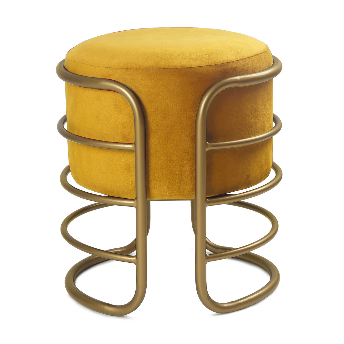 Oliver Pouffe Gold with Yellow