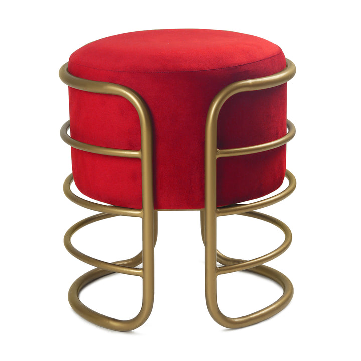 Oliver Pouffe Gold with Red