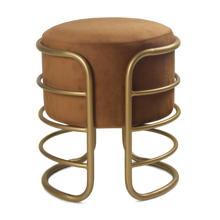 Oliver Pouffe Gold with Brown