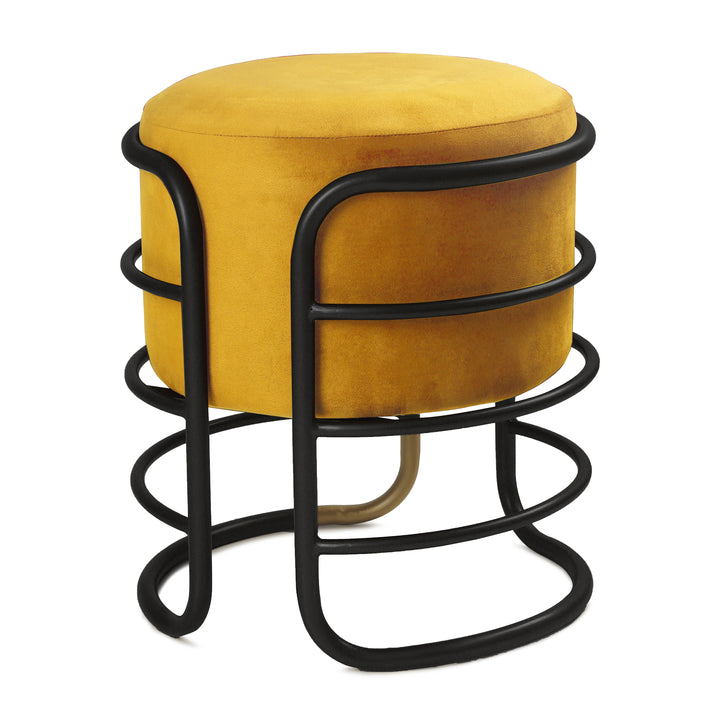 Oliver Pouffe Black with Yellow