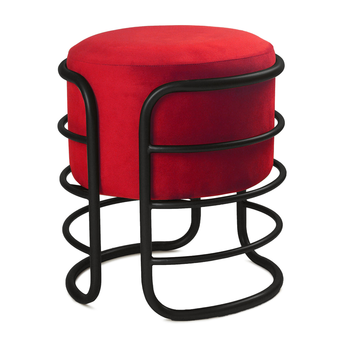 Oliver Pouffe Black with Red