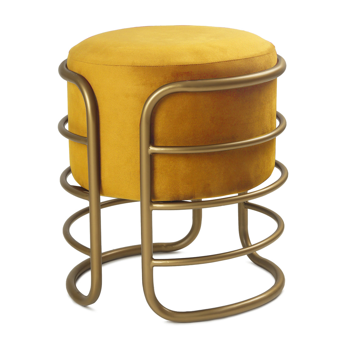 Oliver Pouffe Gold with Yellow