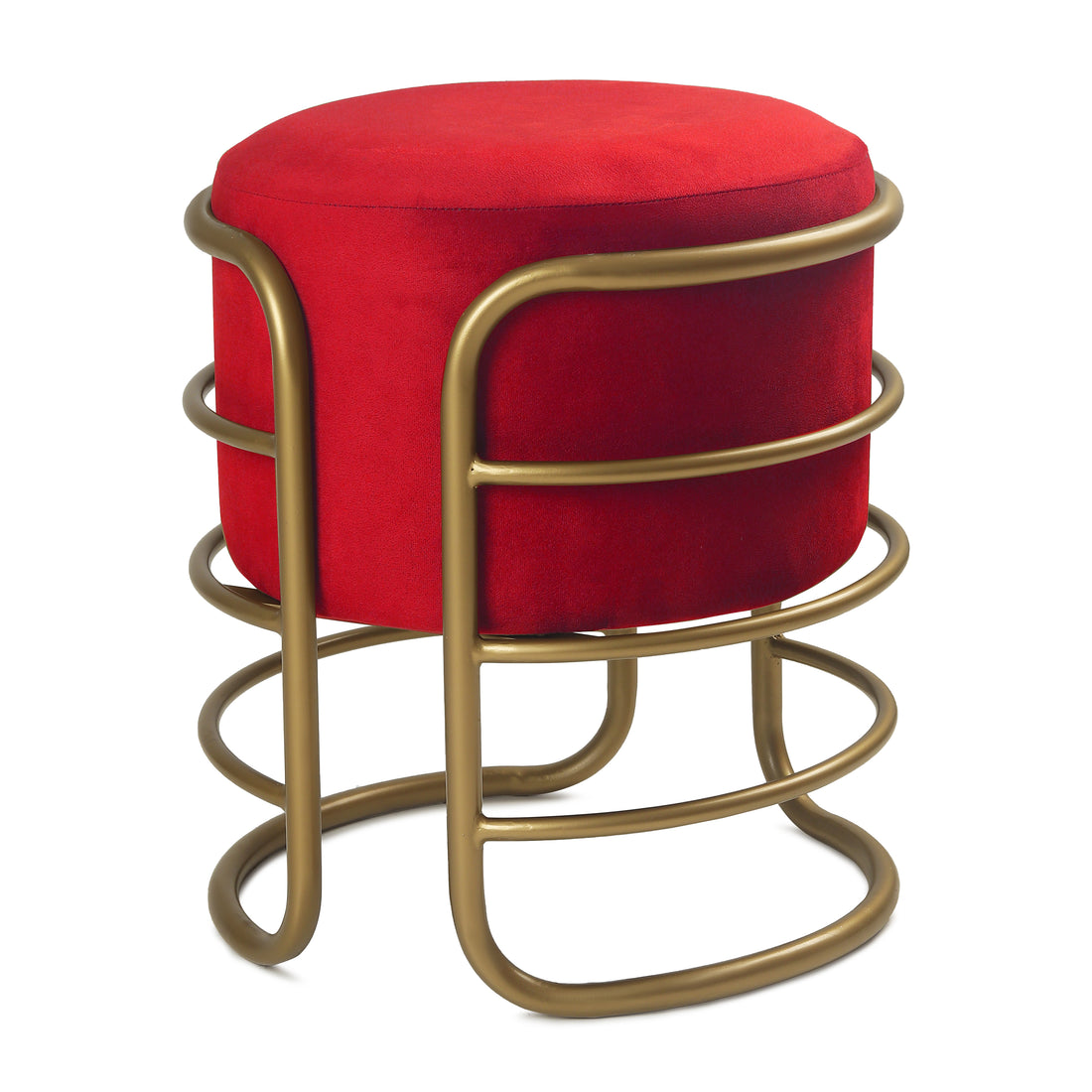 Oliver Pouffe Gold with Red