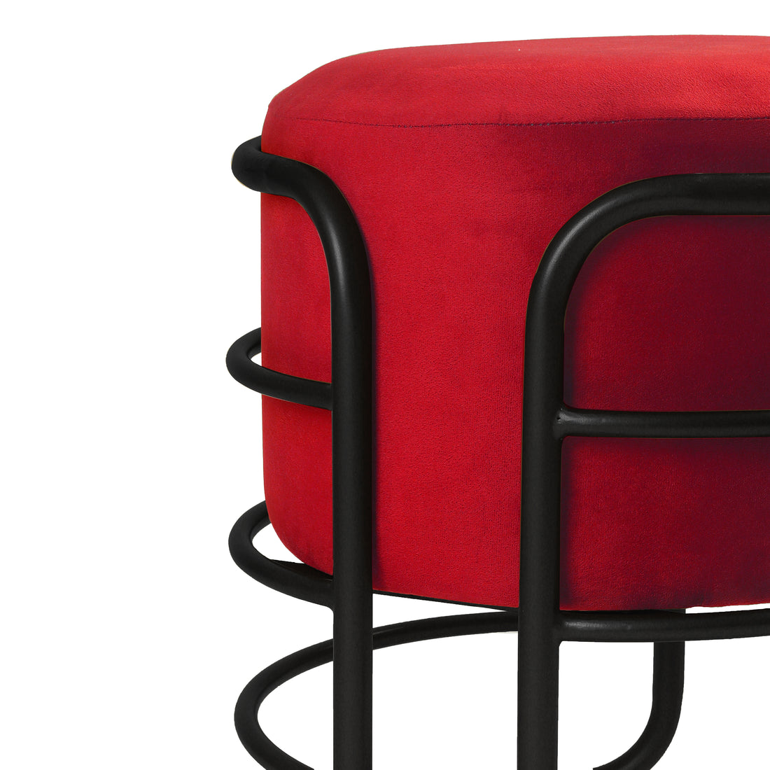 Oliver Pouffe Black with Red