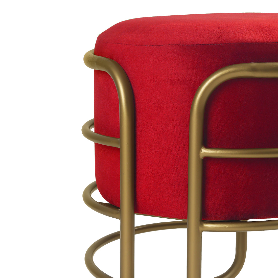 Oliver Pouffe Gold with Red