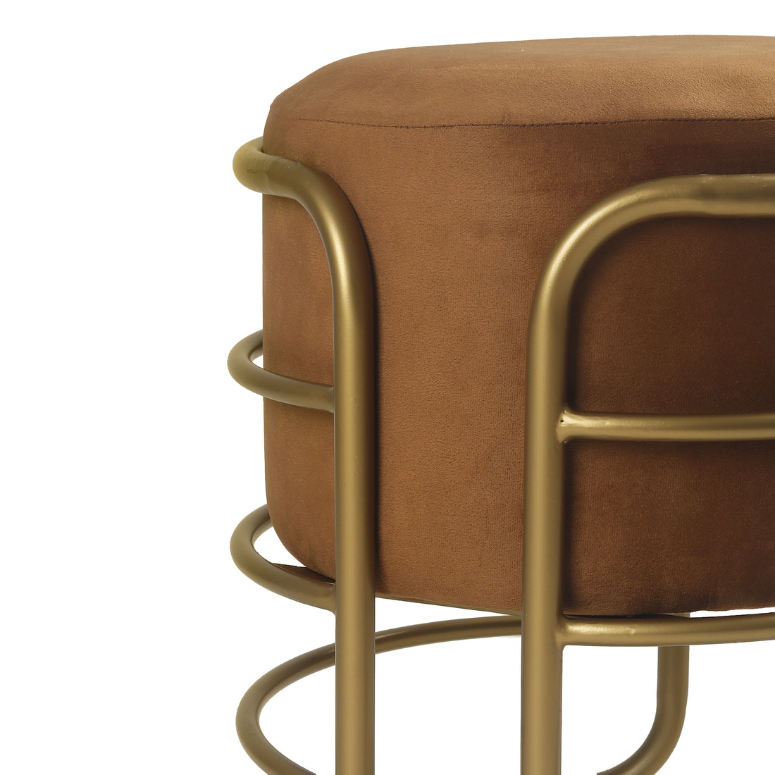 Oliver Pouffe Gold with Brown