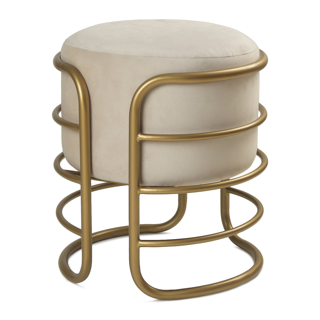 Oliver Pouffe Gold with Off White