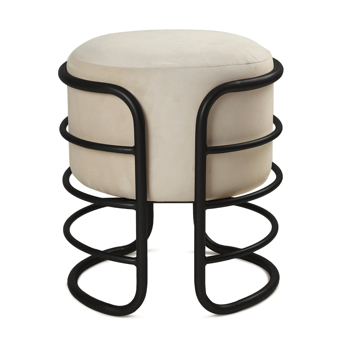 Oliver Pouffe Black with Off White