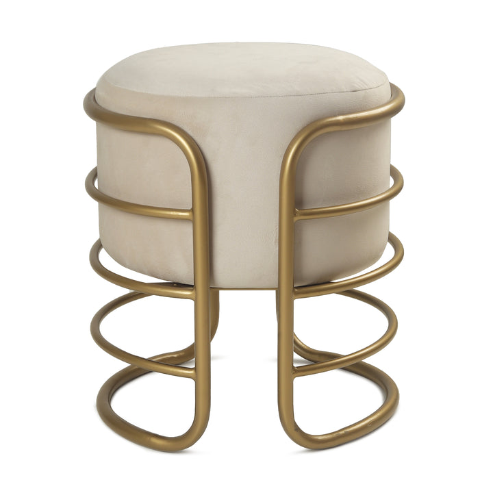 Oliver Pouffe Gold with Off White