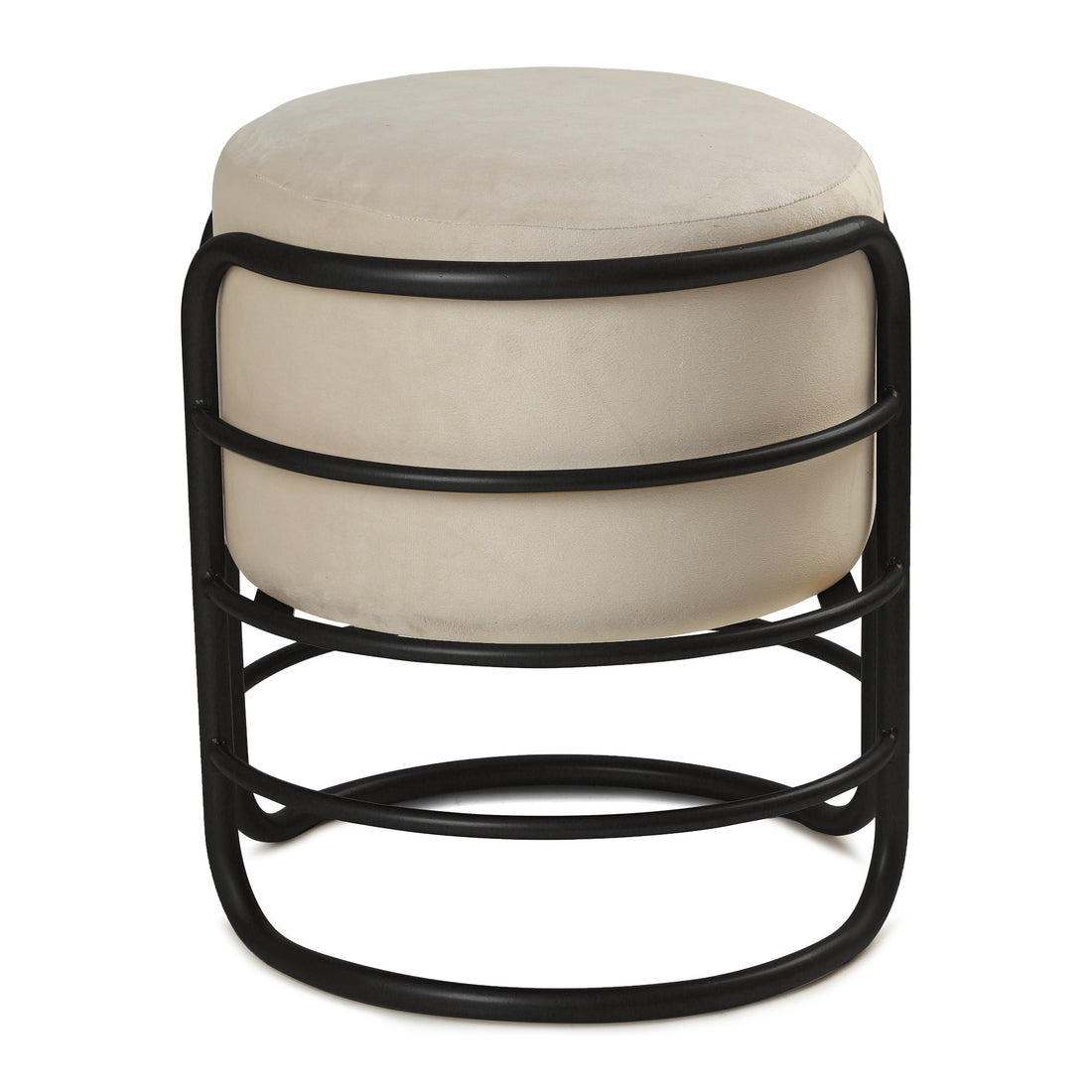 Oliver Pouffe Black with Off White